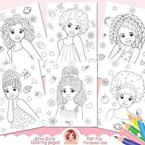 Cute African girls coloring pages, Afro girls, black girls coloring page, activity sheets, coloring book, hairstyles, African American , PDF