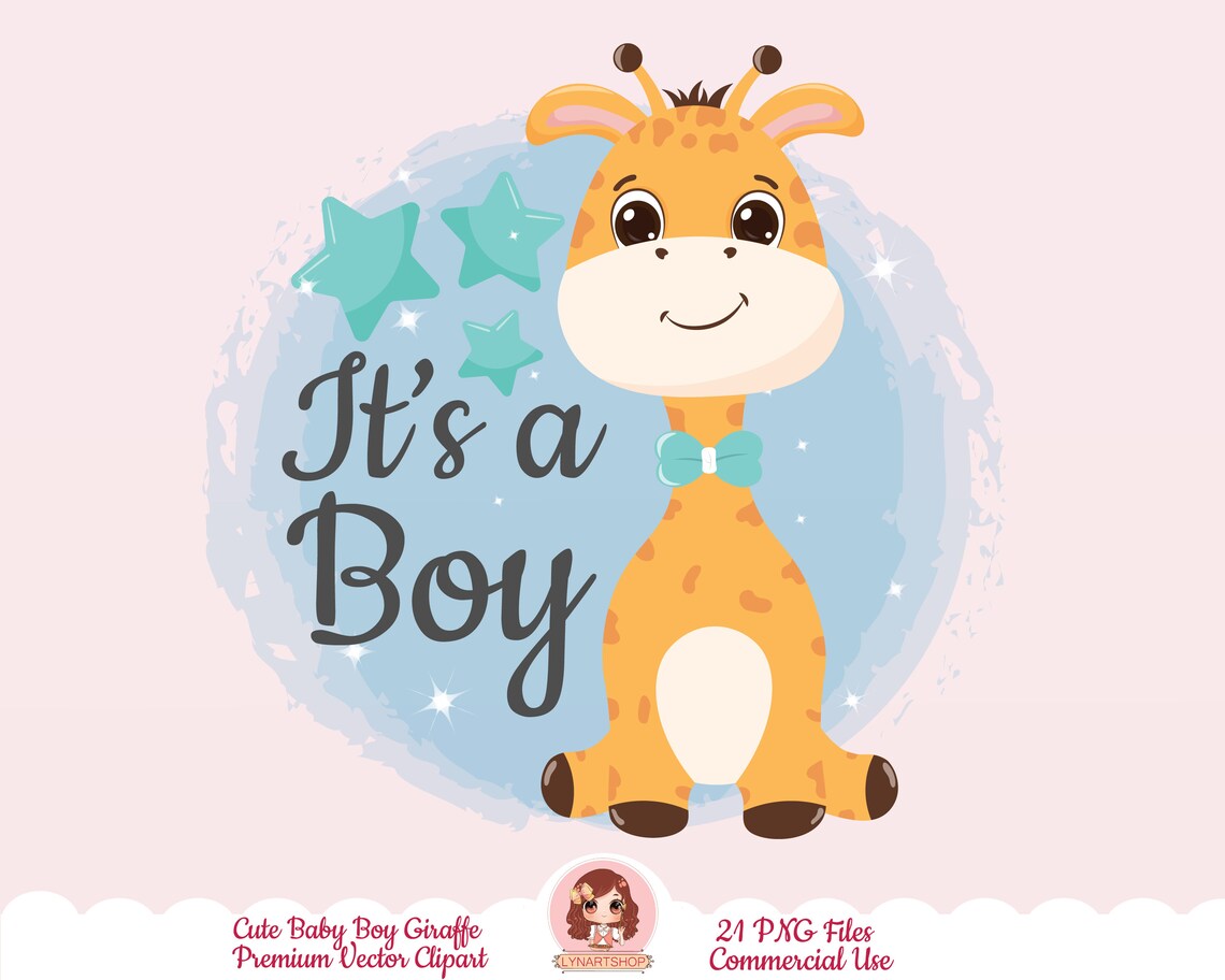 Giraffe Clipart Cute Baby Boy Giraffe for Baby Shower - Etsy India