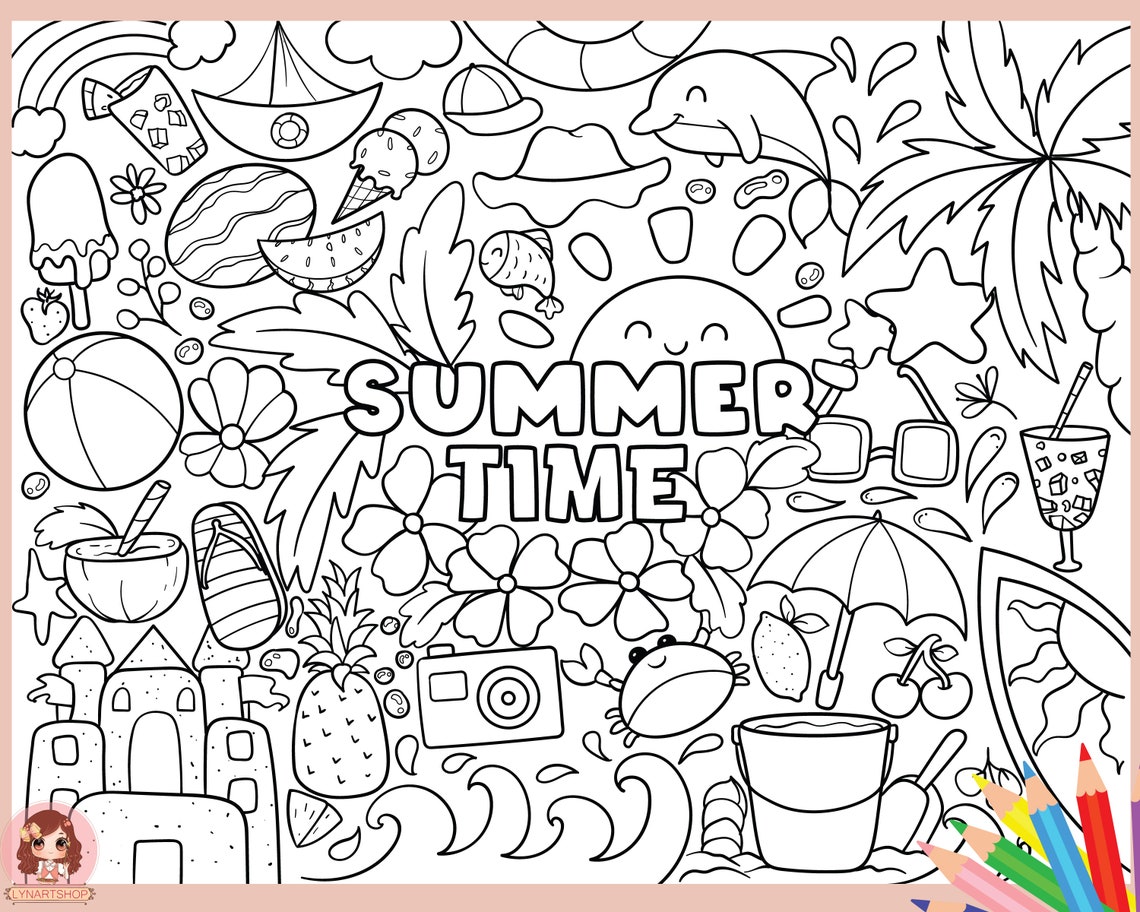 Summer Coloring Pages for Kids and Adults, Activity Sheets, Coloring