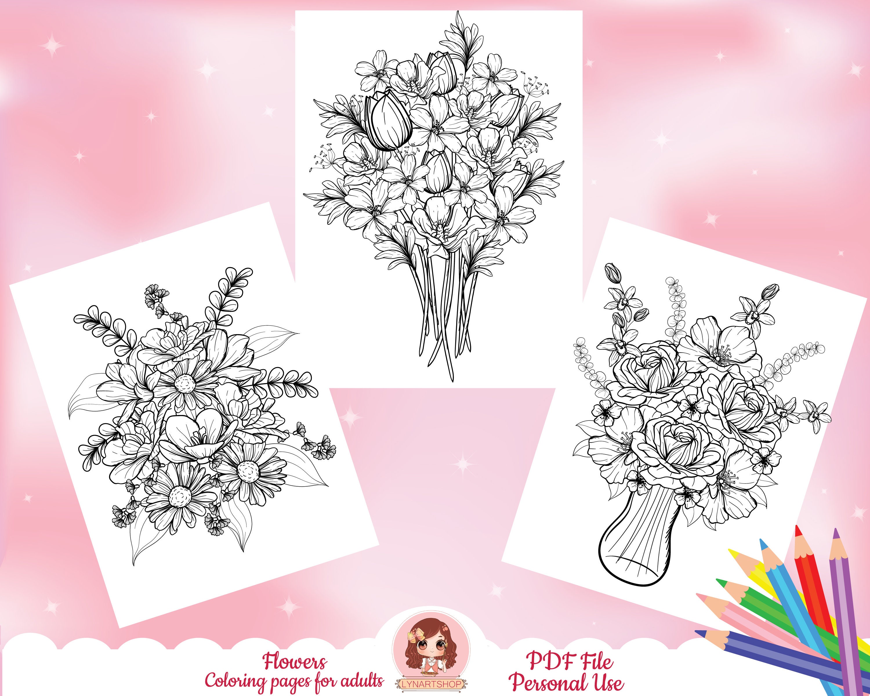 flowers coloring pages botanical coloring pages printable etsy