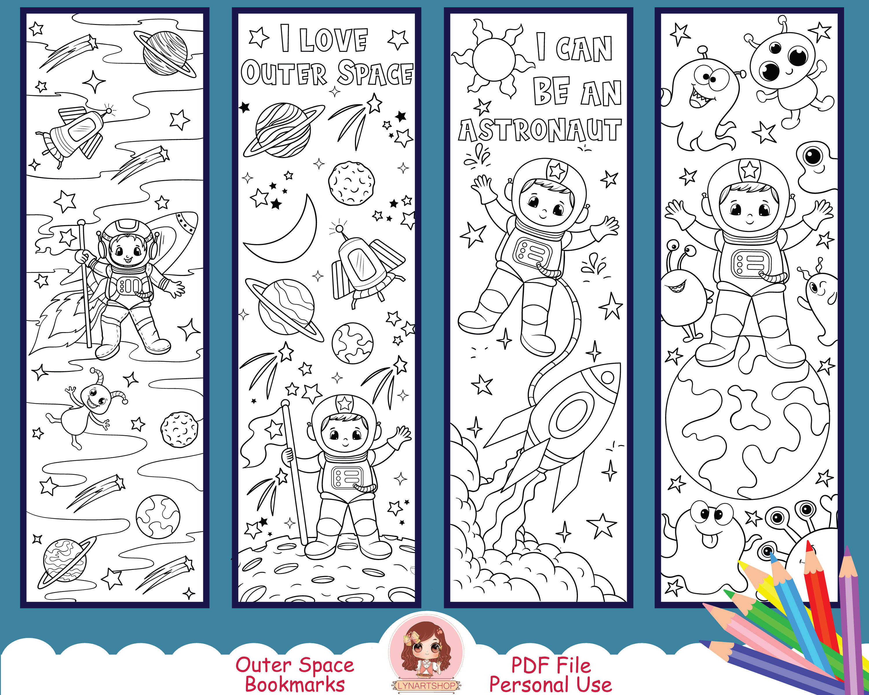 Printable Coloring Bookmarks, Outer Space Coloring Page for Kids ...