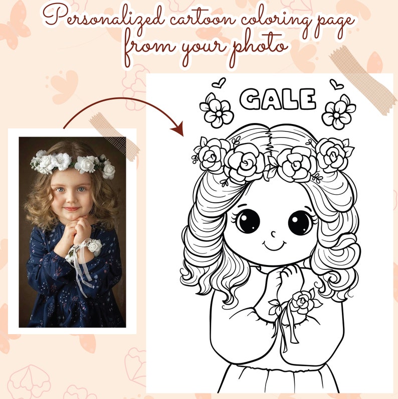 Customized Photo Coloring Pages, Personalized Coloring Page, Coloring