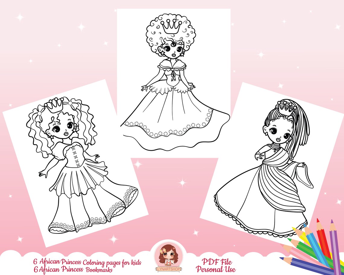 Black Princess Coloring Pages for Kids, Printable Coloring Pages for