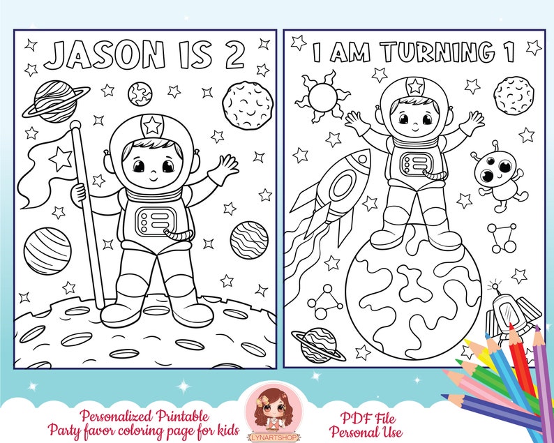 Personalized Printable Coloring Sheet Birthday Party Favor - Etsy
