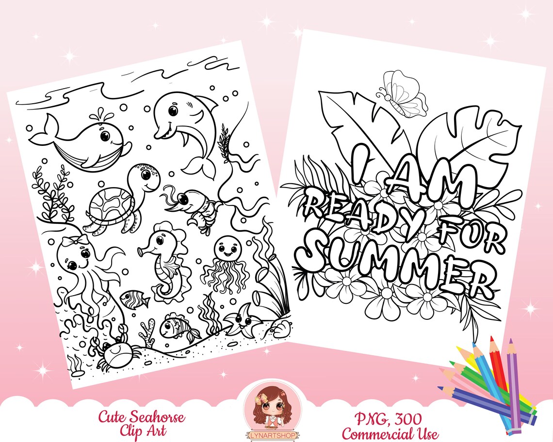 Summer Coloring Pages, Coloring Pages for Kids, Activity Book Page for ...