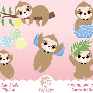 Cute sloth clipart, cute sloth, sloth Clipart, Set of cute sloths, baby boy sloths, sloth clip art, woodland animals, sublimation design,PNG
