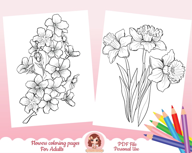 flowers coloring pages botanical coloring pages printable etsy ireland