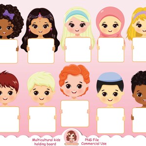 Niños multiculturales sosteniendo clipart de marco PNG, imágenes prediseñadas para niños, niños del mundo, lindas imágenes prediseñadas de estudiantes, regreso a la escuela, niños felices