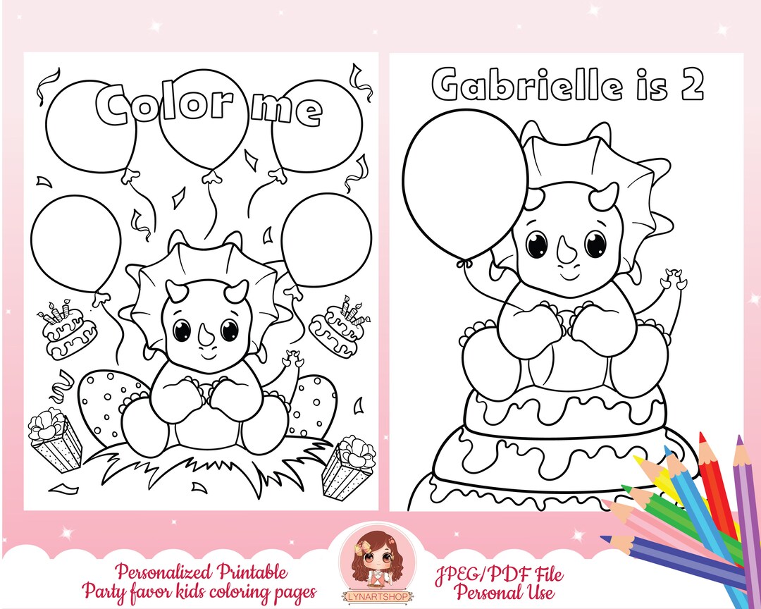 Personalized Printable Coloring Sheet Birthday Party Favor, Coloring