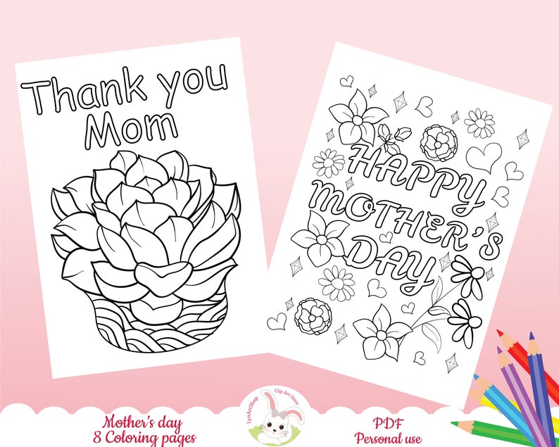 Mother's day coloring pages, coloring pages for kids, teens and gifts for mom, Mom coloring book pages, activity sheets for adults and kids. image 2