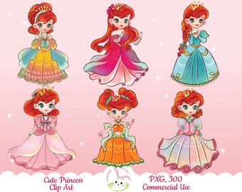 Cute princess, Cute princesses clipart, Princess clipart, Sublimation design, Fairytale clipart, Digital clipart, Princess for scrapbooking