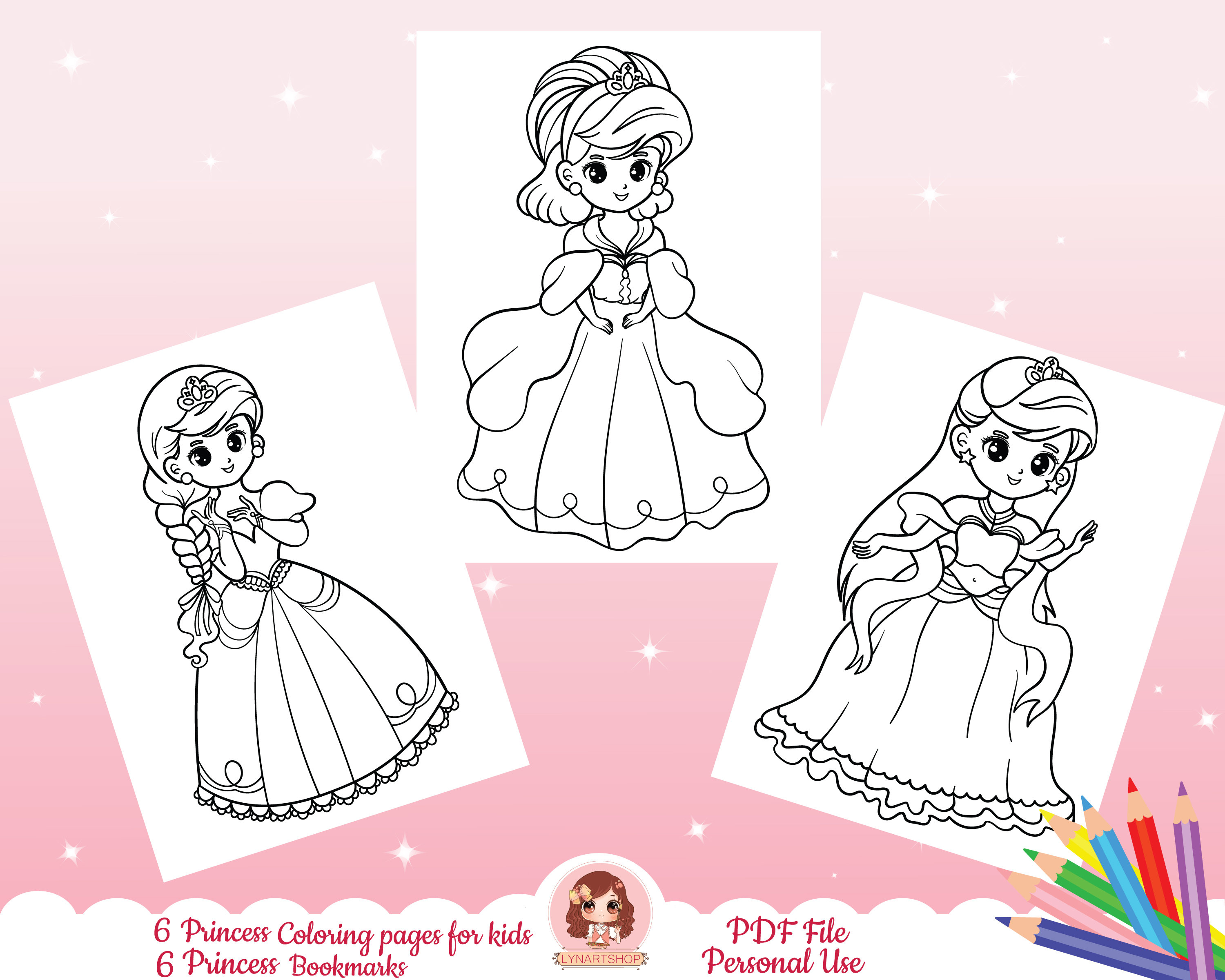 Princess Coloring Pages for Kids, Printable Coloring Pages for Kids