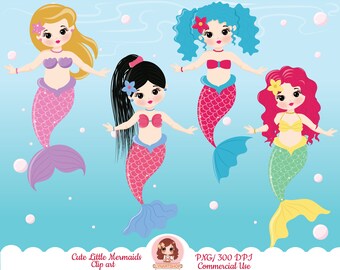 Meerjungfrau Clipart, süße Meerjungfrau Clipart, süße Meerjungfrauen Clipart, Meerjungfrau Clipart, kleine Meerjungfrau Clipart, Chibi Meerjungfrauen, Sublimation Design