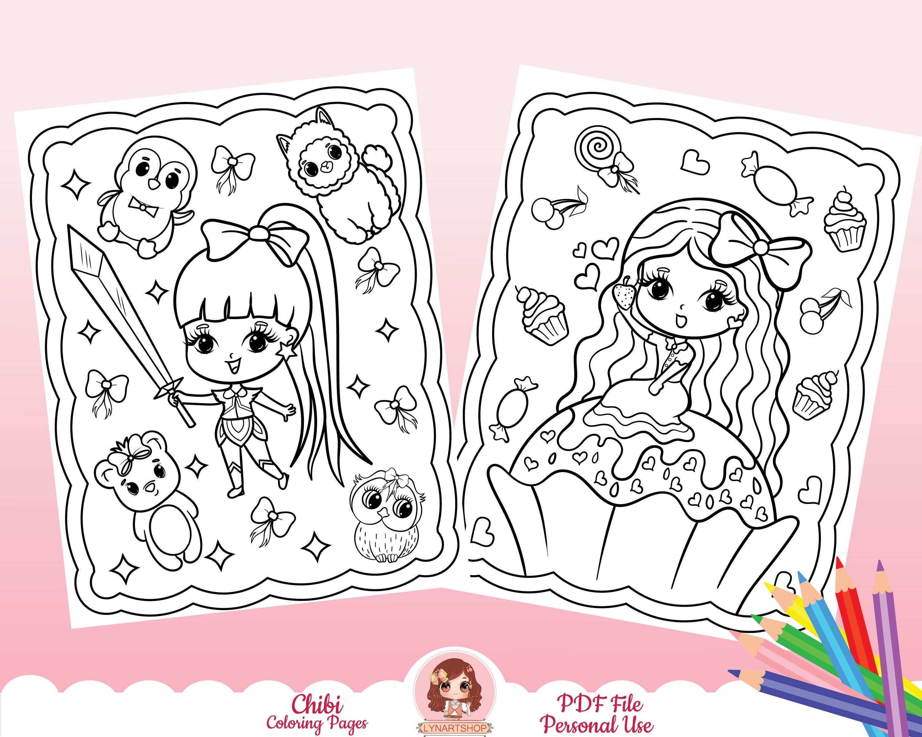 9400 Coloring Pages Kawaii Girl  Latest