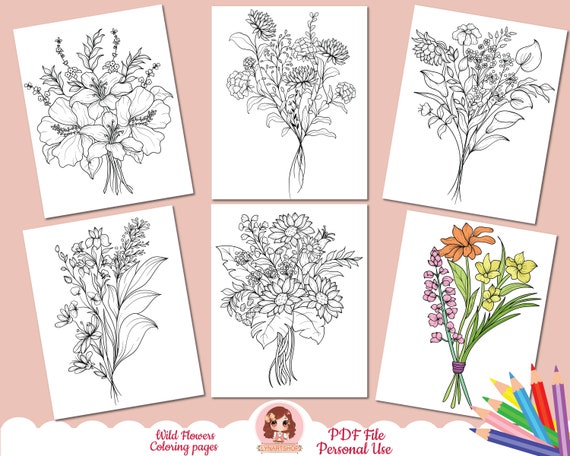 Pages de coloriage de fleurs, pages de coloriage botaniques, page