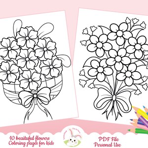 Flowers coloring pages for kids, Floral coloring pages, simple flowers coloring page, coloring practice pages, kids coloring book, Printable