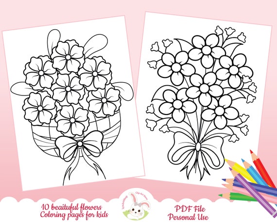 Flowers coloring pages for kids Floral coloring pages simple