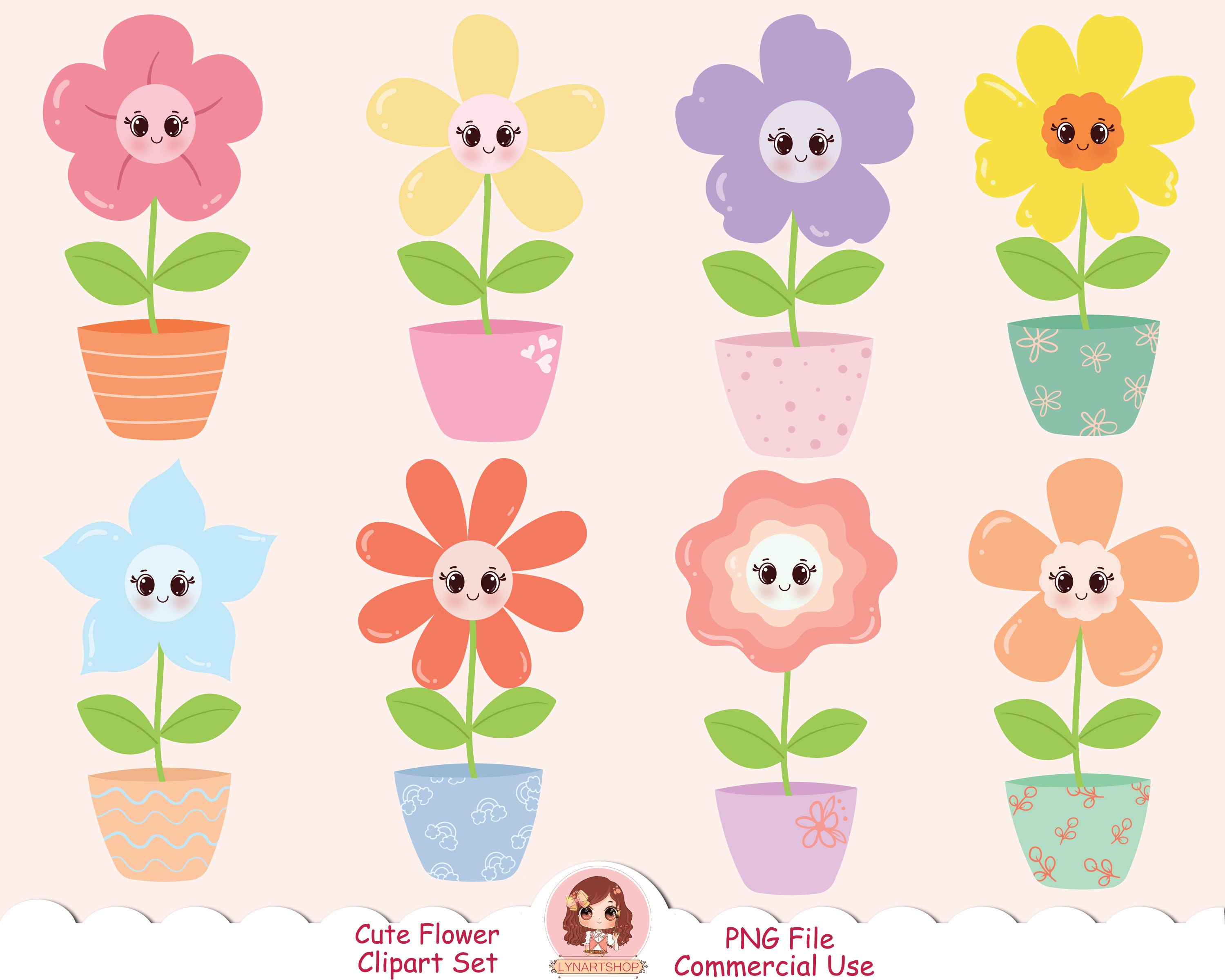 Cute Flower Vector Clipart Set Commercial Use Flowers Clip Art Cute Flower Vector Clipart Set Commercial Use Flowers Clip Art