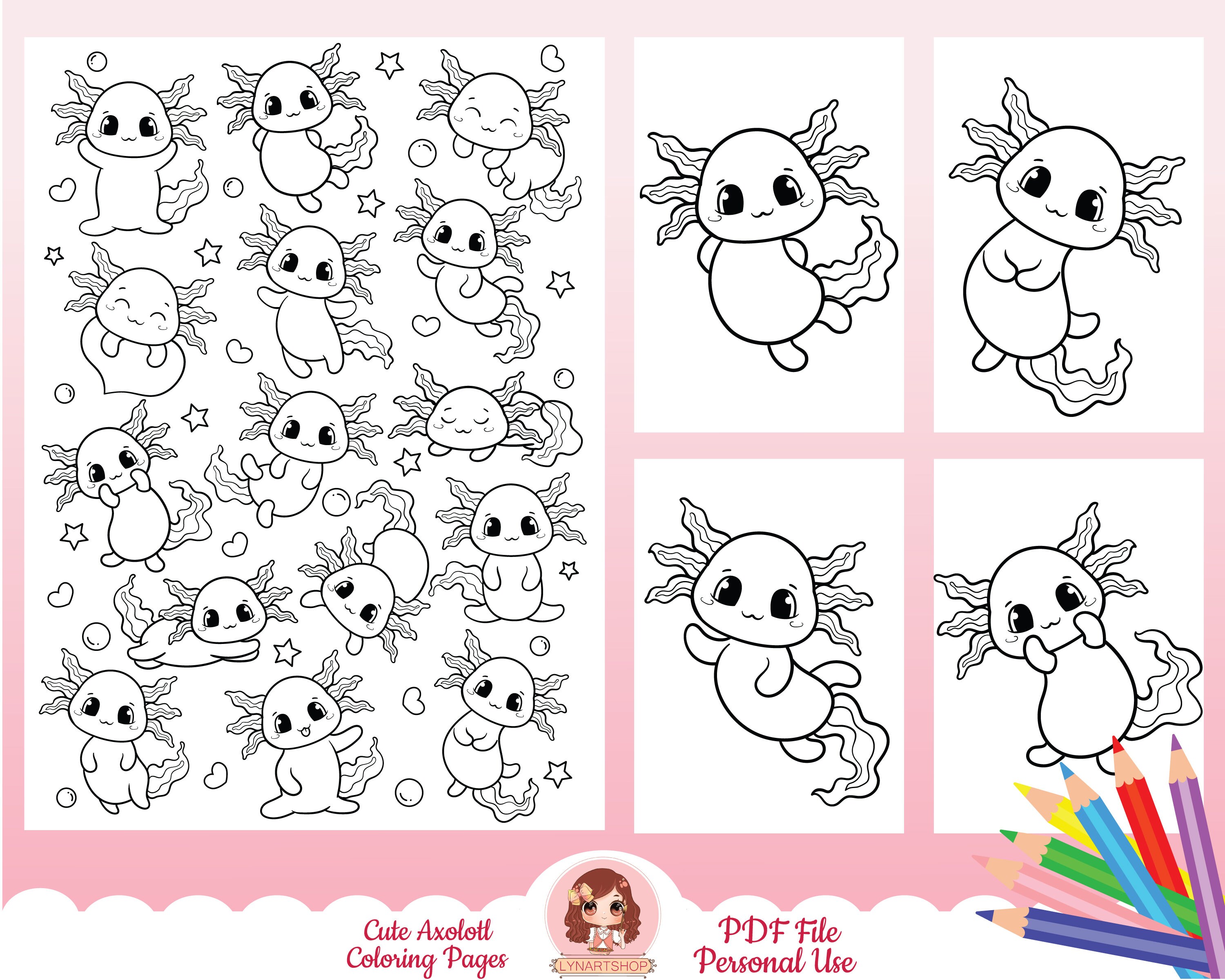 24 Cute Axolotl Coloring Page QuinnEleira