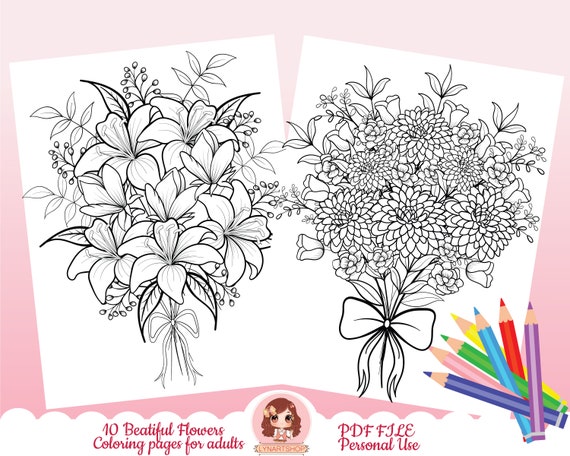 Flowers coloring pages Botanical coloring pages Printable