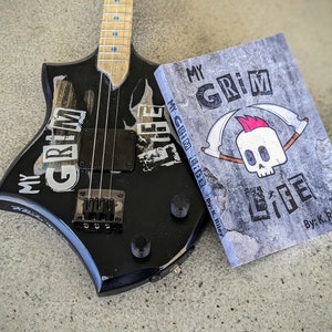 Totally Punked Up RG10-0009 3-String Solid Body Electric Guitar and Signed Copy of "My Grim Life"
