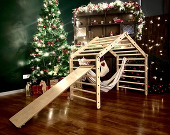 COMBO SET of 4 items! 2 transformable climbing triangles + 1 ramp + kids hammock || Climbing frame set