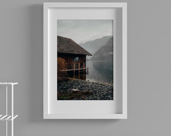 Modern Moody Canvas of Hallstatt Lake / Austria, Canvas Art Decor, Wall display Print