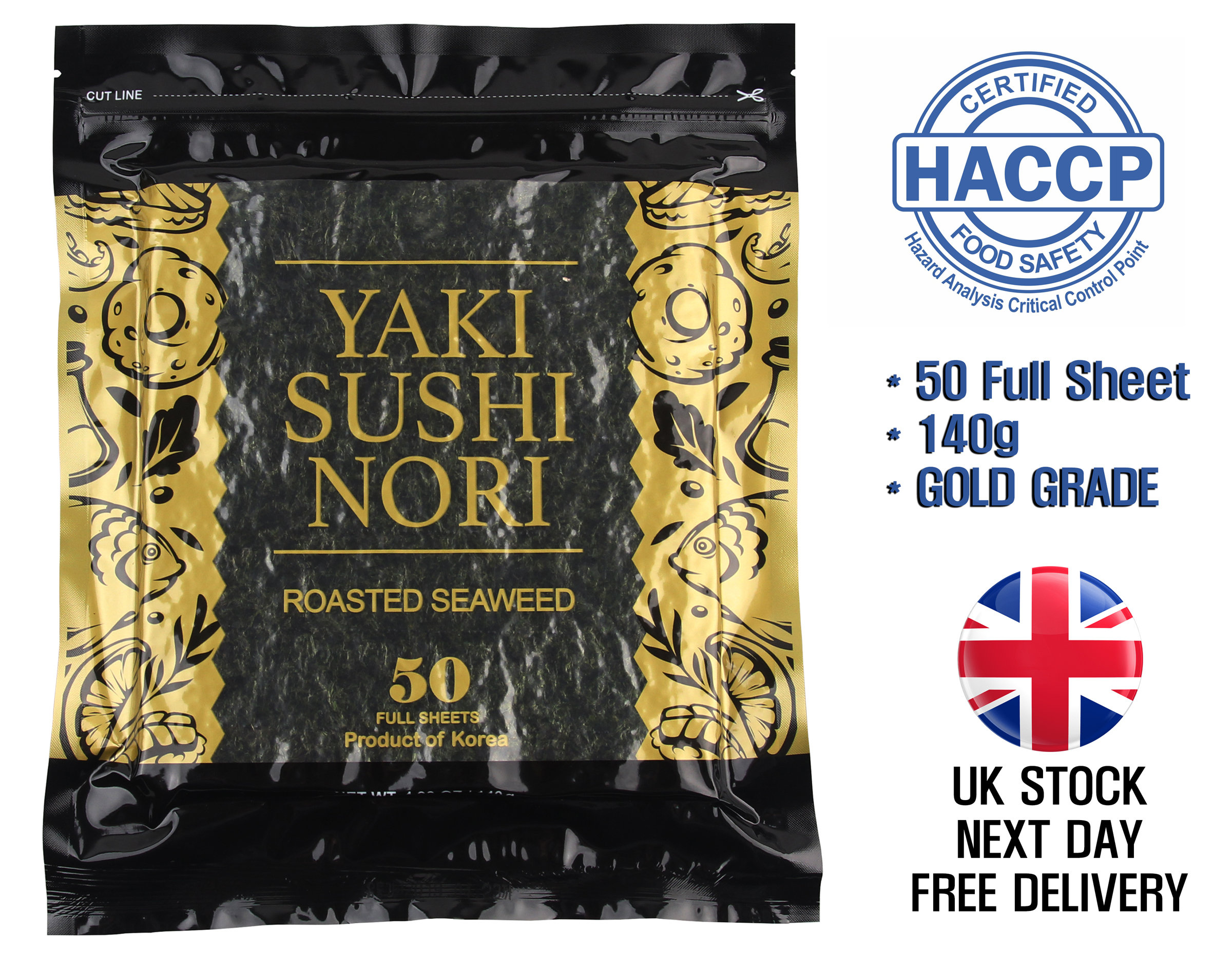 Yaki Sushi Nori Seaweed 50 Full Sheets 140g Gold Grade A Etsy