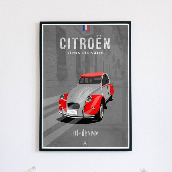 Alle Zeit Legenden - Auto Illustration - CITROEN 2CV - Deux Chevaux - Frankreich - Paris - DIGITAL DOWNLOAD