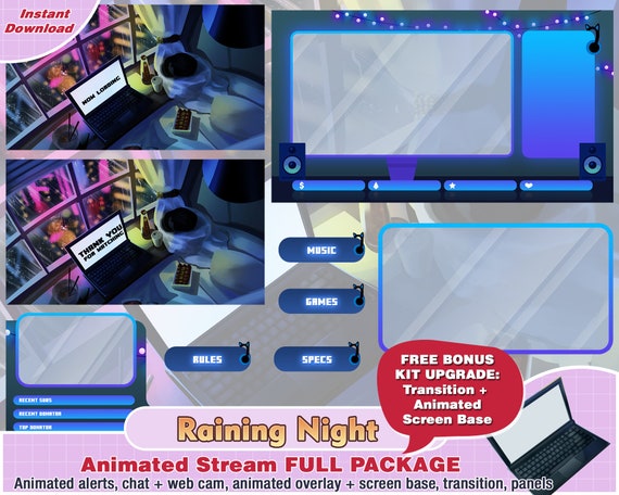 Animated Blue Raining Laptop Room Twitch Package Camera - Etsy Ireland Animated Blue Raining Laptop Room Twitch Package Camera - Etsy Ireland