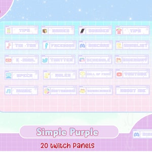 simple purple twitch panel, custom panel, kawaii, cute, pastel, aesthetic cool, streamer panel, twitch panel graphic stars, desktop, youtube