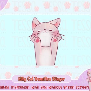 animated cute kitty cat twitch transition scene, animate stinger, stinger transition, obs, vtuber, streamer, youtube gaming, facebook online