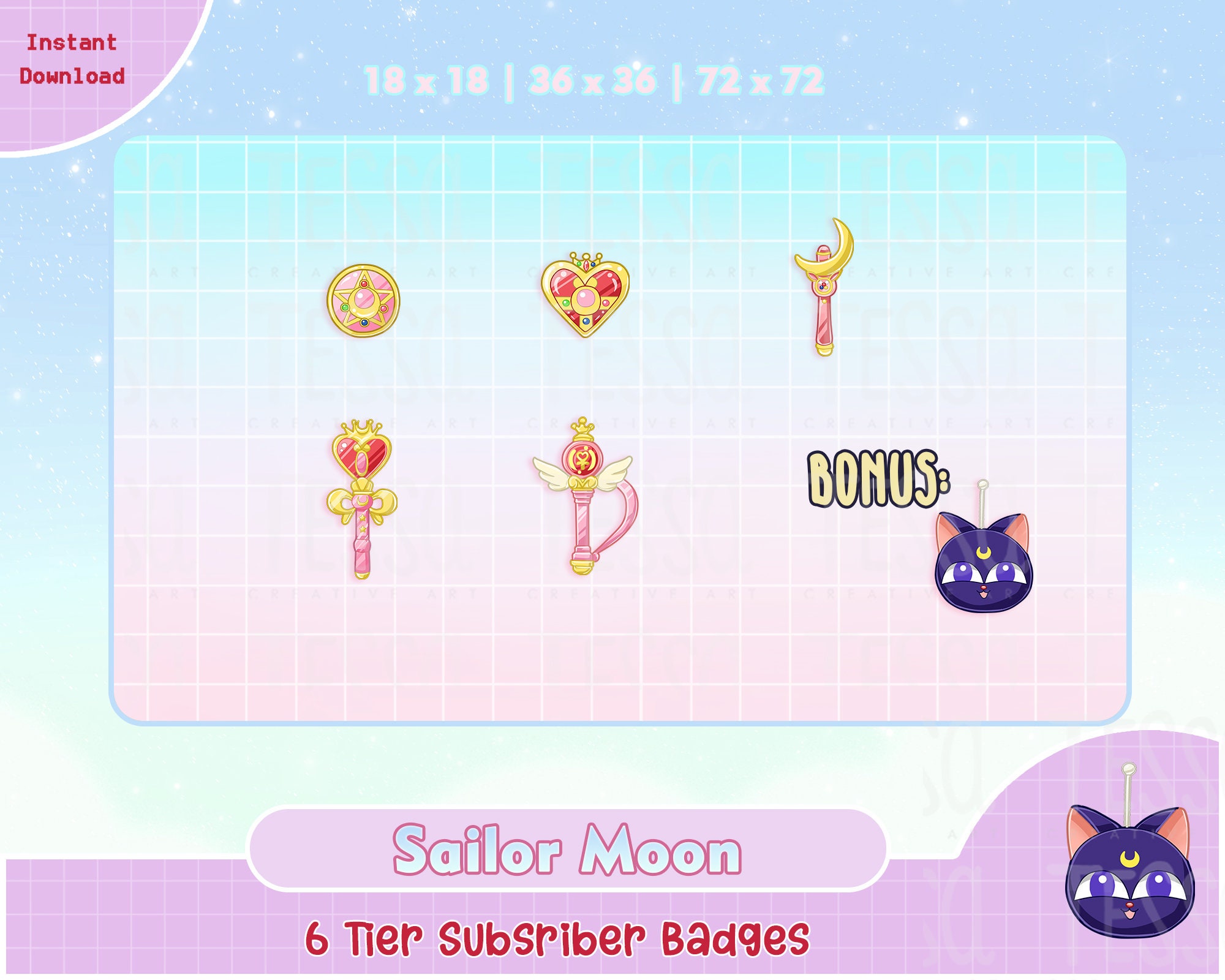 Sailormoon Twitch Badges - Gaming Visuals