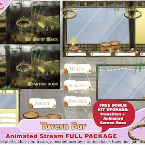 paquet de twitch de taverne animée, superposition de twitch de cam, panneau de twitch, alertes de twitch, webcam, scène, cool, red dead en ligne, bière de café de l&#39;ouest