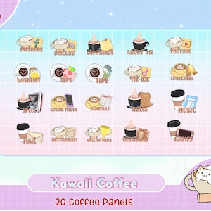 coffee drink twitch panel, custom panel, kawaii, cute, pastel, aesthetic, cool, streaming panel, streamer, twitch panel graphic dessert