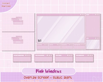 finestre rosa contraggono la sovrapposizione della fotocamera dal vivo, lo schermo del flusso mignolo, la webcam di intervallo twitch, il rosa estetico di Twitch, il bordo della sovrapposizione del gioco, la finestra