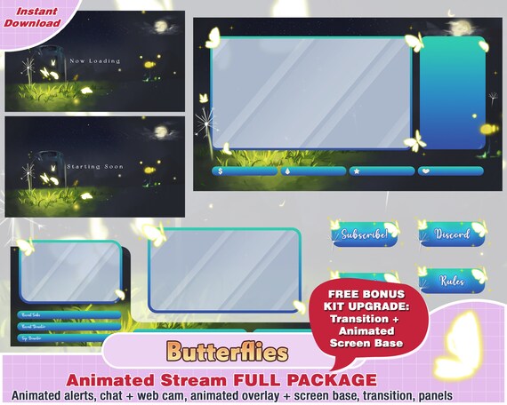 Animated Butterfly Twitch Package Camera Twitch Overlay Etsy