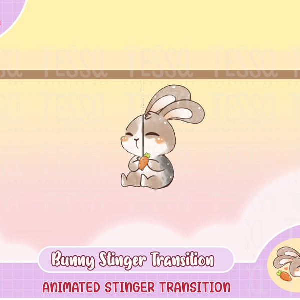 animated cute bunny rabbit twitch transition scene, animate stinger, stinger transition, obs, vtuber, streamer, youtube gaming, discord