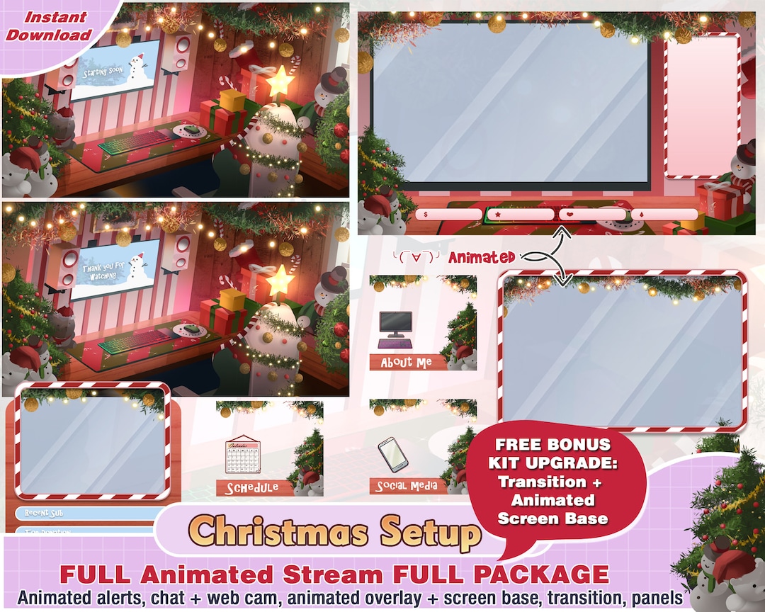 Animated Merry Christmas Setup Twitch Package Cute Twitch Etsy Australia
