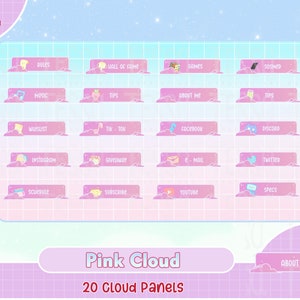 pink cloud twitch panel, custom panel, kawaii, cute, pastel, aesthetic, cool, streaming panel, streamer, twitch panel graphic celestial, sky