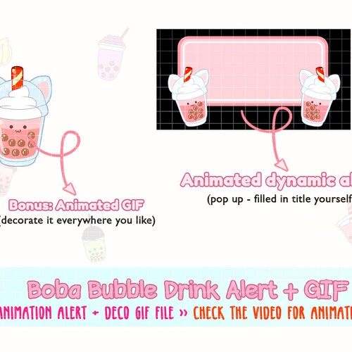 Animated Bubble Boba Drink Twitch Alerts Boba Twitch Alerts Etsy