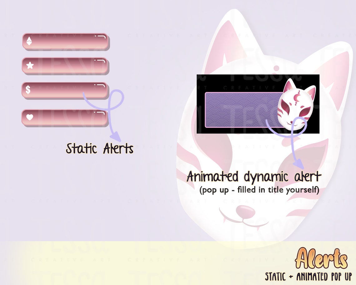 Animated Japanese Purple Kitsune Mask Twitch Package Include Etsy