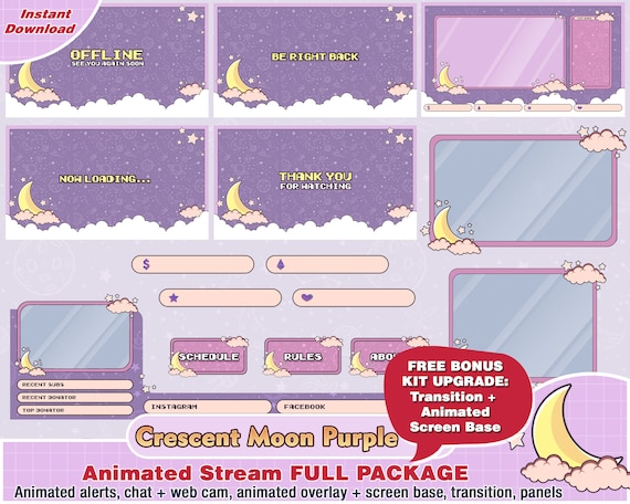Moon Star Twitch Package Camera Twitch Overlay Twitch Etsy