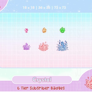 crystal twitch badges, cute twitch sub badge, twitch subs badges, twitch badges, kawaii subs badges twitch, bit badge streaming package