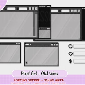 old window pixel style twitch live camera overlay, twitch stream screen, twitch overlays, simple cam screen, twitch alerts, cute, kawaii
