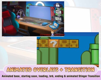 animated switch fun game pc setup twitch overlay, brb, ending, starting soon, animated twitch premade, youtube overlays, stream transition