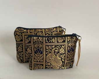 Silky Brocade Cases/Indian Brocade Purse/Beauty Purses/Gift Idea/Made in Italy/Travel Essentials/Satin Lining