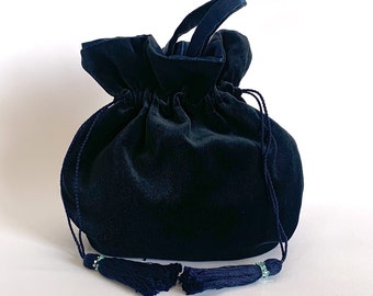 Bolso de bolsa de terciopelo/ Bolso con cordón de terciopelo/ Bolso casual/Bolso de noche/Bolso/Monedero de noche/Forro de satén/ Hecho en Italia