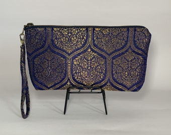 Clutch Bag in Indian Brocade Fabric /Pochette/Wristlet/Evening Bag/Handbag/Satin Lining/Evening purse/Ceremonies