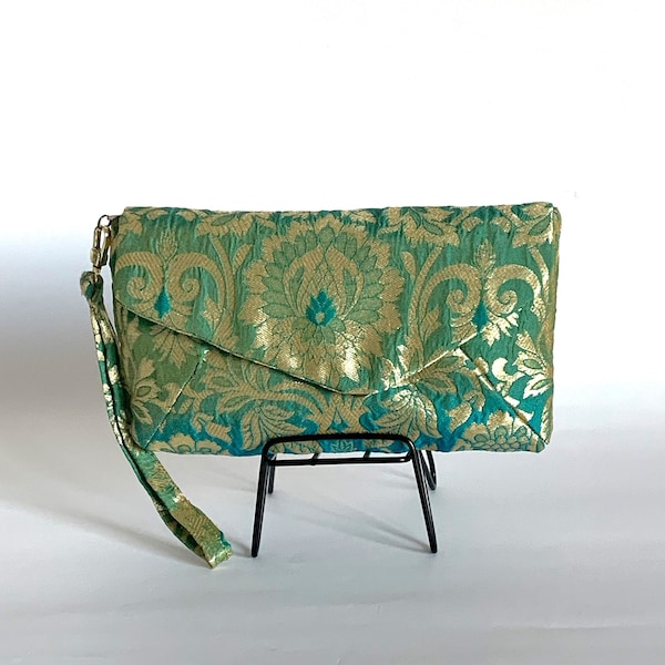 Clutch Bag in Indian Brocade Fabric /Pochette/Made in Italy/Evening Bag/Handbag/Satin Lining/Evening purse/Ceremonies